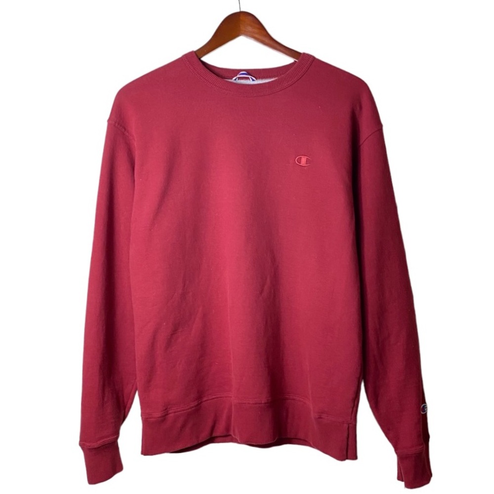 Champion Powerblend Crewneck Sweatshirt Red Wine Maroon Pullover Athletic Mens L - Picture 2 of 15